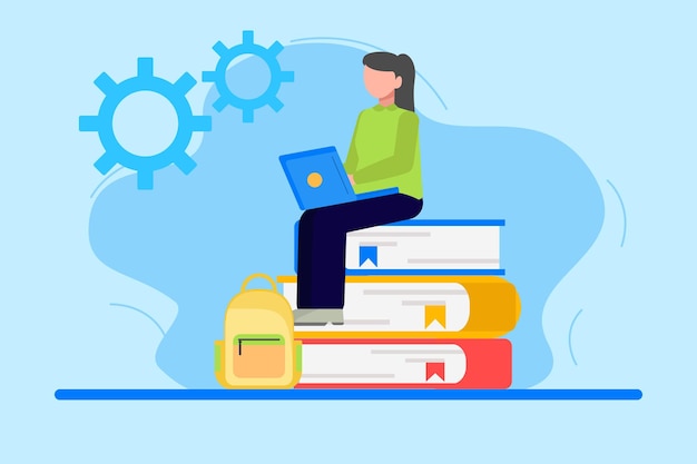 Learning process concept Colored flat vector illustration isolated