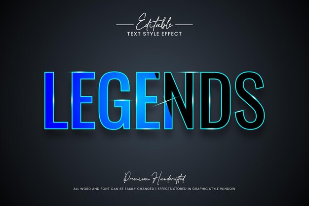 legends 3d text style effect editable illustrator text style
