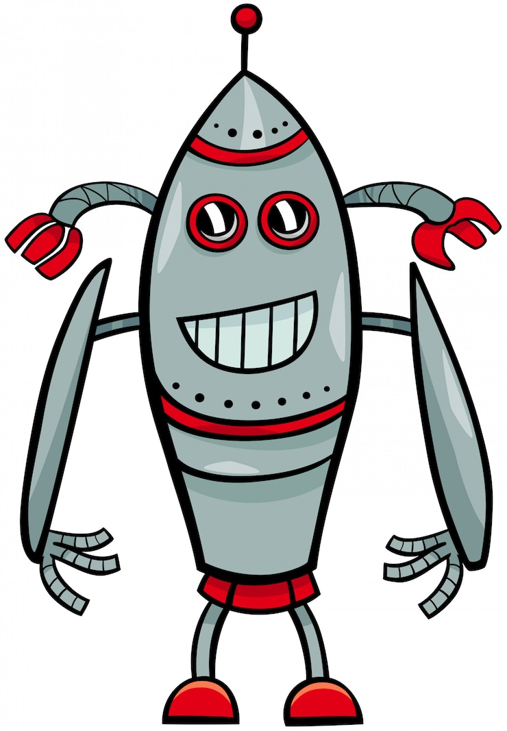 Vektor legrační robot, fantasy kreslená postavička