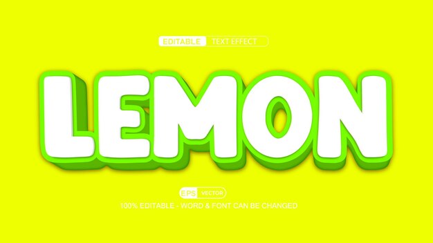 lemon editable text effect vector 3d style with background