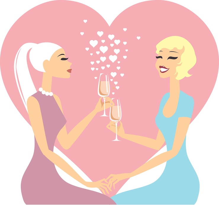 Vektor lesbian couple in love