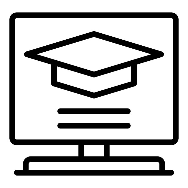 Lesson online icon outline vector Training screen Computer button