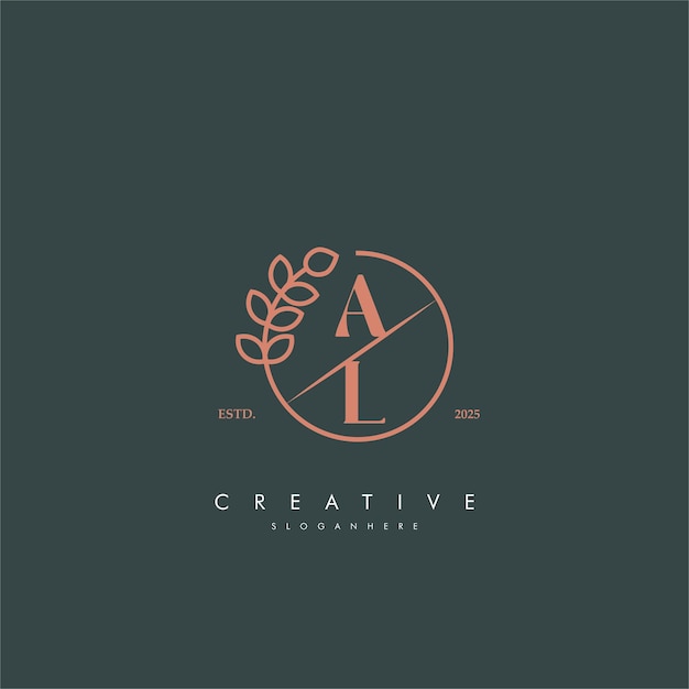 letter al or la simple and leaf monogram design template