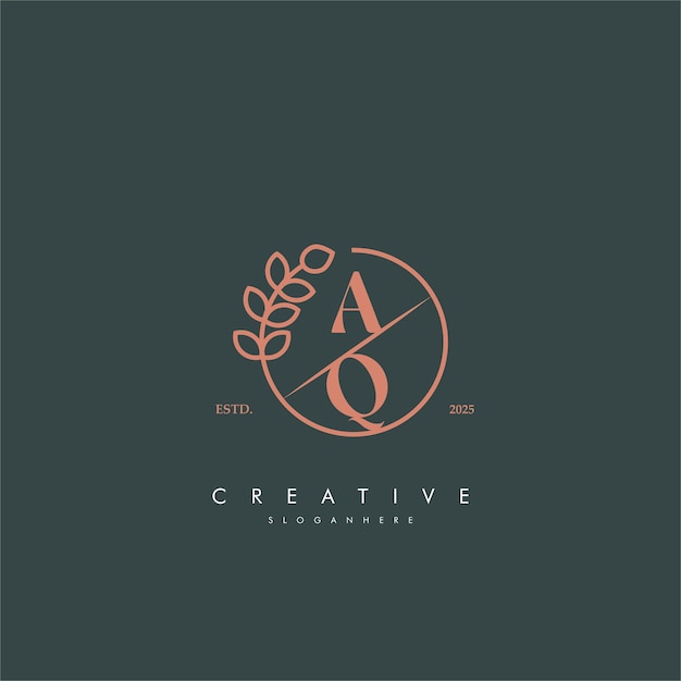letter aq or qa simple and leaf monogram design template