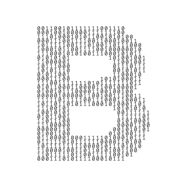 Letter b made from binary code digits technology background