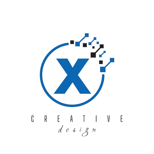 letter x and pixels initial technology database information digital internet storage service