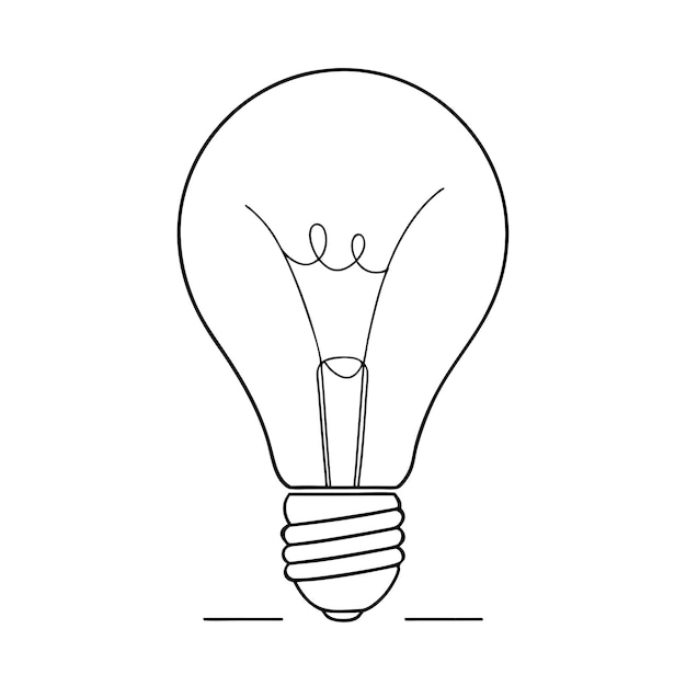 Light bulb outline vector art illustration Continuous line art icon