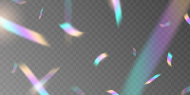 light effect and zigzag ribbon falling from above on a beam of light tinsel vector