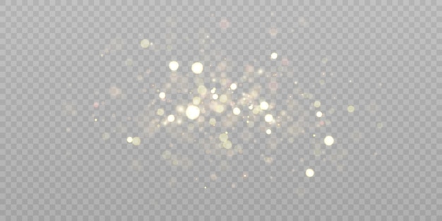 light effect with lots of glittery highlights bokeh effect shining on transparent background