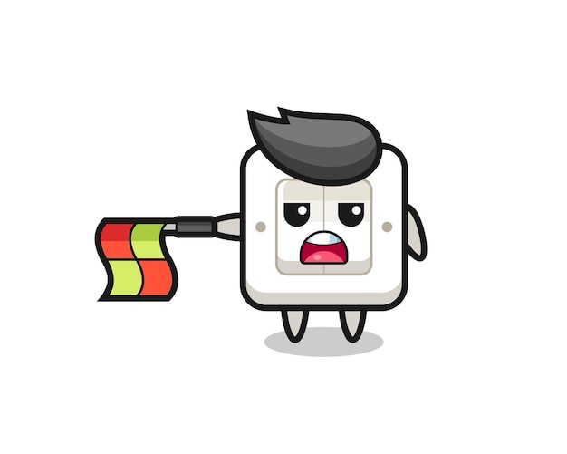 light switch character as line judge hold the flag straight horizontally