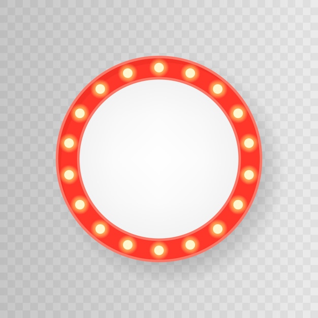 Lightbox billboard with empty transparent background Retro round bulb frame with space for advertisement promotion and text Vector illustration