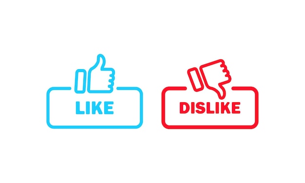 Like and dislike sign. Thumb up and down icon. Social media users concept. Vector EPS 10. Isolated on white background