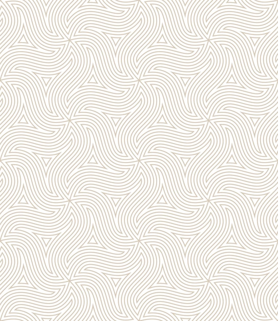 Linear Art Wavy Simple Seamless Pattern Vector Vintage White Abstract Background. Decorative Curved Thin Lines Elegant Bohemian Repetitive Wallpaper. Stylish Fashioned Grid Pattern Retro Illustration