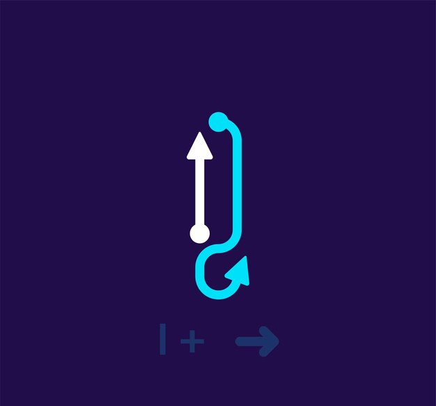 Linear letter I logo. Unique logo. Abstract letter simple rotating arrow target