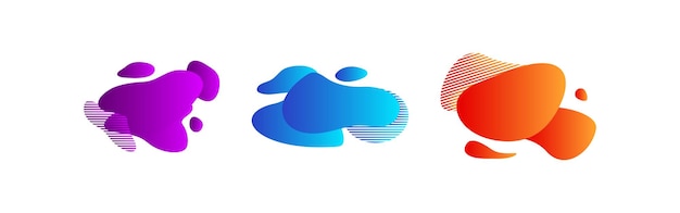 Liquid shapes and forms icon set Blobs with gradient color vector desing