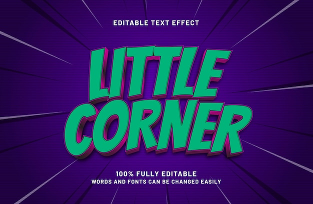 little corner editable text effect in kids and play text style