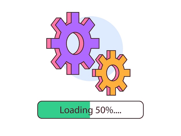 loading bar icon with gears progress illustration