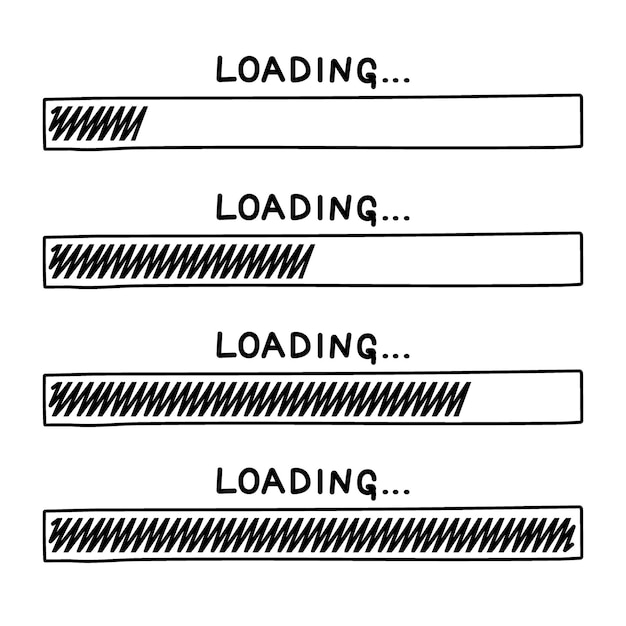 Loading bar sketch Speed line icon in doodle style hand drawn download sign progress loading concept on white background vector illustration