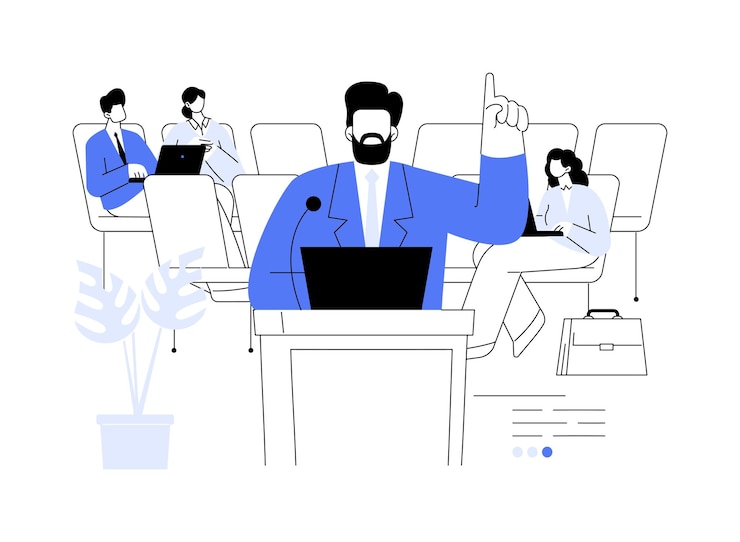 Vektor local government meeting abstract concept vector illustration politician making speech city council government meeting council making decisions authority power abstract metaphor