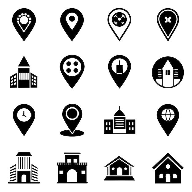 location icons set navigation icons map pointer icons location symbols vector illustration