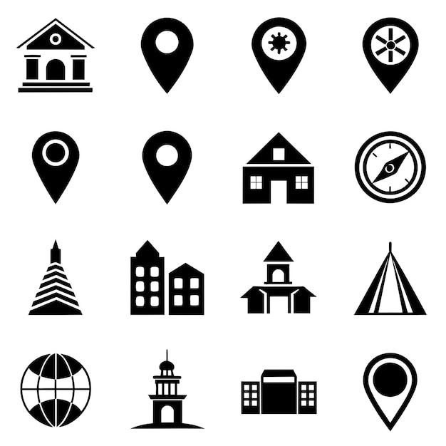 location icons set navigation icons map pointer icons location symbols vector illustration