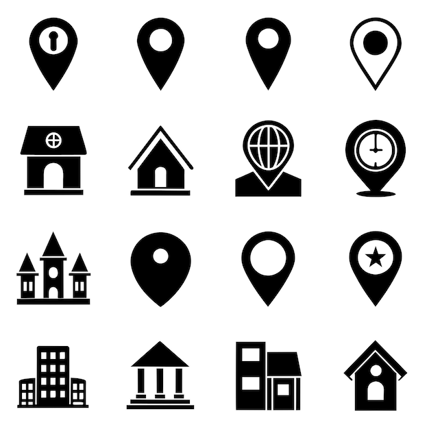 location icons set navigation icons map pointer icons location symbols vector illustration