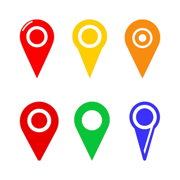 Location pin icon set on white background Vector illustration in trendy flat style