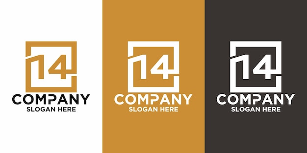 LOGO INITIAL NUMBERS 1 4 SQUARE COMBINATION