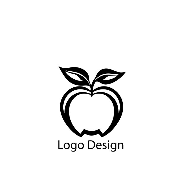 Logo jablka, černá jednoduchá plochá ikona na bílém pozadí