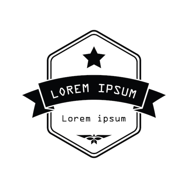 logo template featuring a shield design with stars and a ribbon for brand identity
