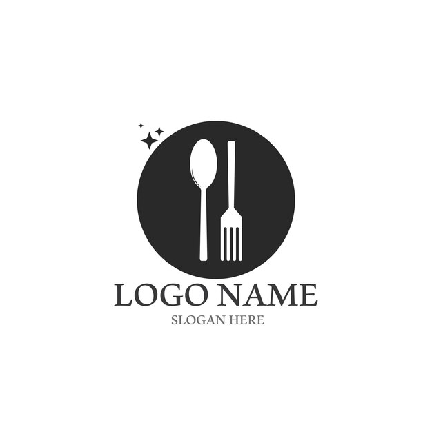 Logo vidličky a lžíce a vektorová šablona
