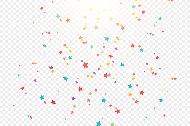 Lots of colorful tiny confetti and ribbons on transparent background. Festive event and party.