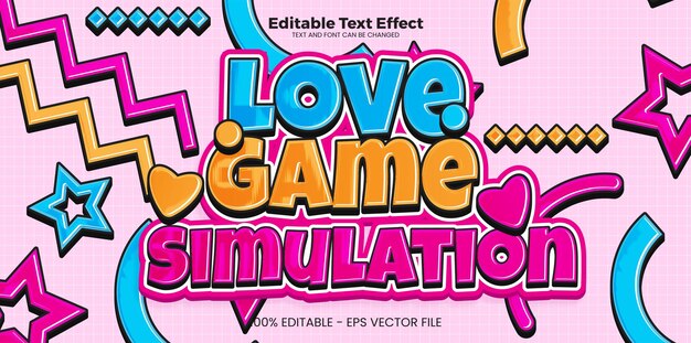 Love Game Simulation editable text effect in modern trend style