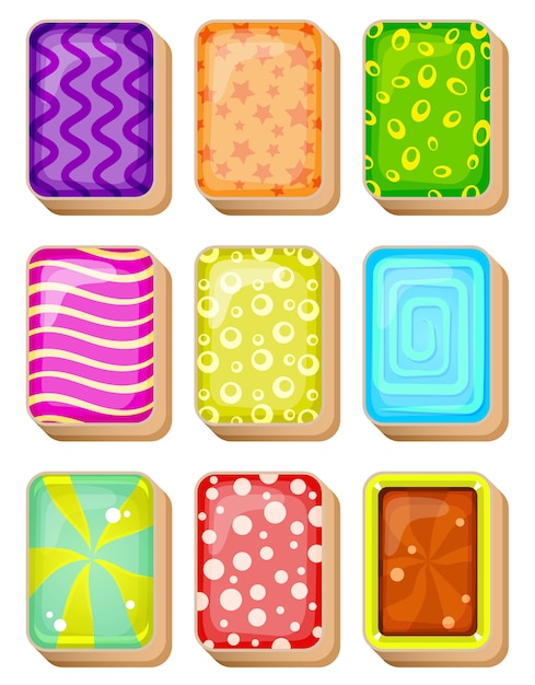 mahjong cards line set in different color   for game.