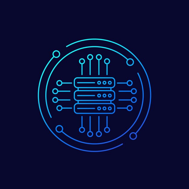 mainframe server or hosting service icon linear design
