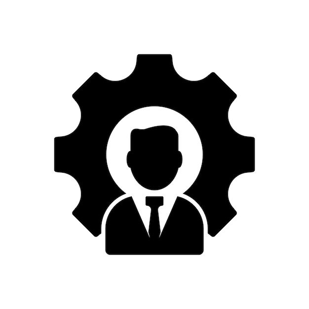 man in gear icon man and cog sign flat vector illustration