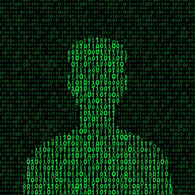 man silhouette with binary code