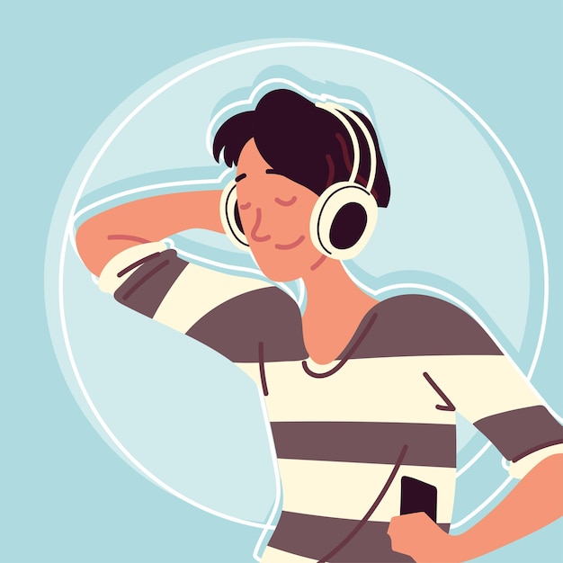 man wearing earphones