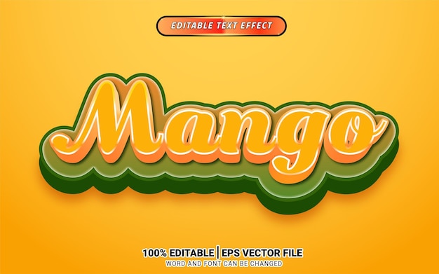 mango 3d editable text effect template design food fruit vector element