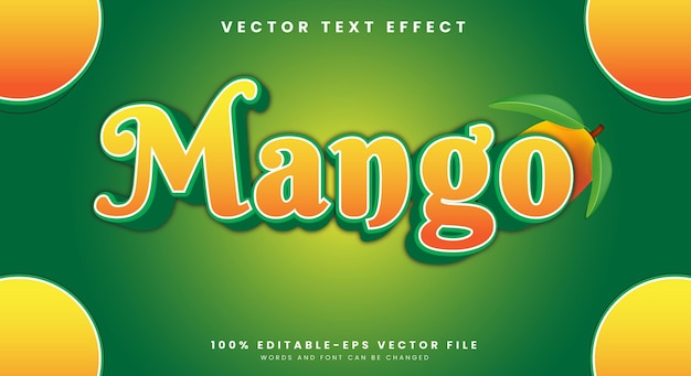 mango 3d editable text effect template suitable for fresh fruit themed