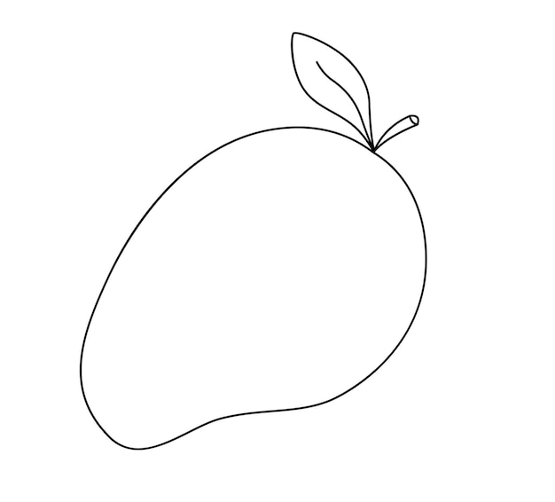 Mango with leaf line icon fruit and tropical vector graphic a linear pattern on a white background