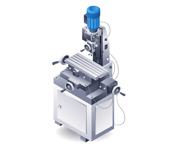Manual drilling machine flat isometric 3d illustration