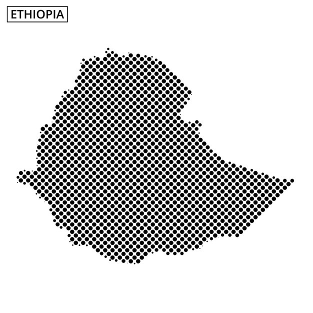 map highlighting the borders of ethiopia with a unique dot pattern and design element