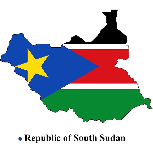 Map of South Sudan with Flag