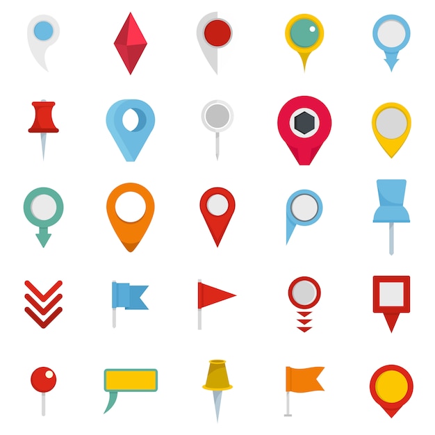 Map pointer icons set