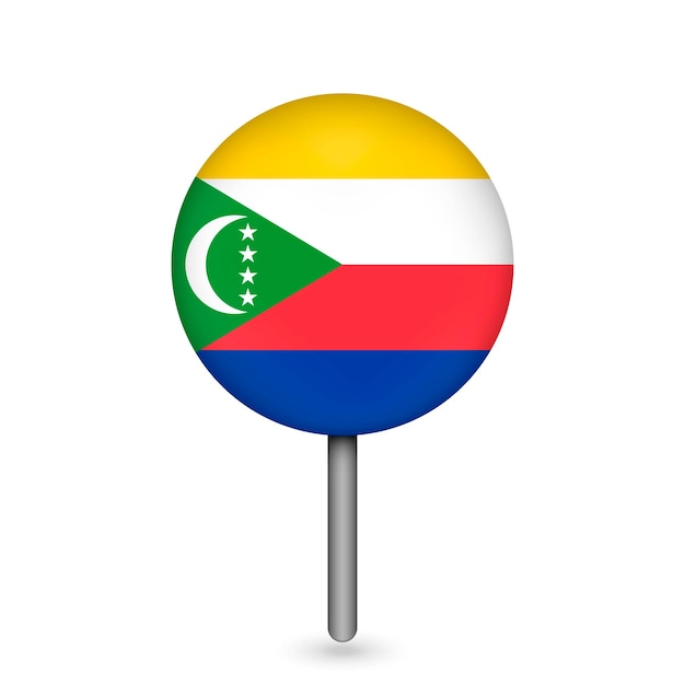 Map pointer with contry Comoros Comoros flag Vector illustration