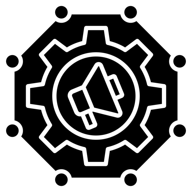 Marketing Resource Management Glyph Solid Black Illustration