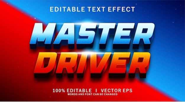 master driver 3d vector text effect with modern style design