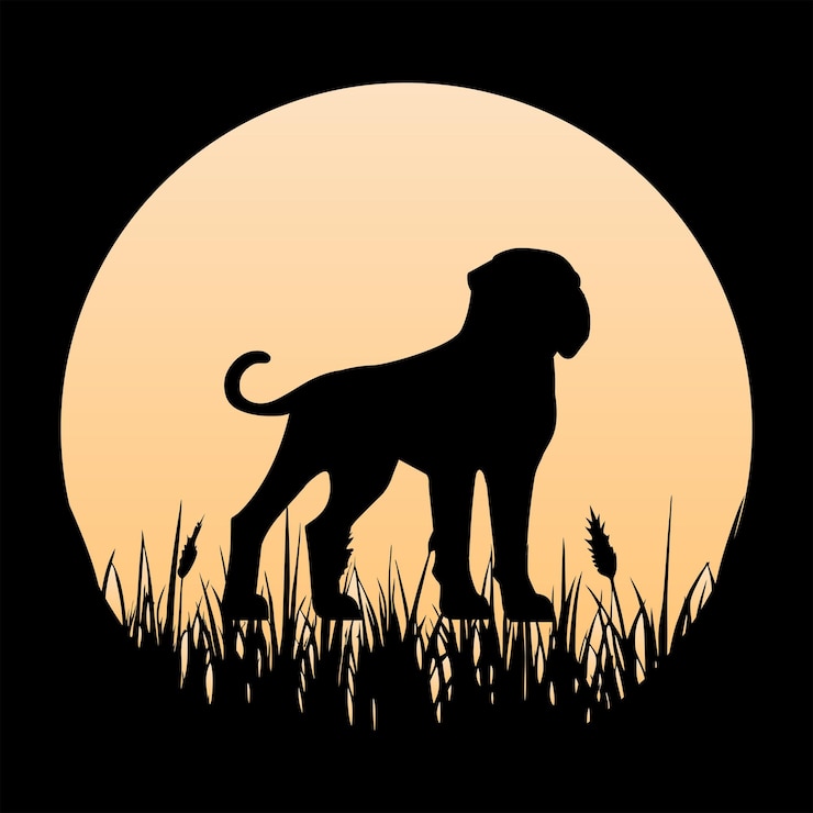 Vektor mastiff silhouette in moonlit grass mastiff tshirt design vector