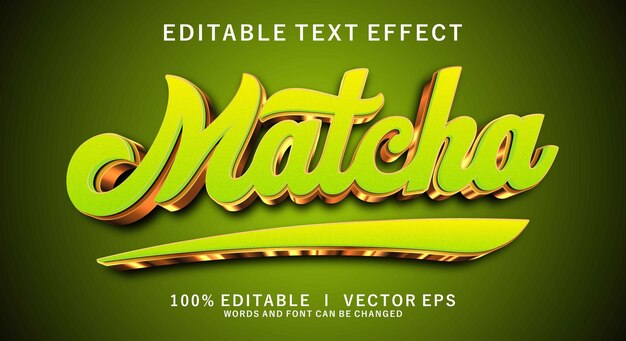 matcha vector text effect with modern style design